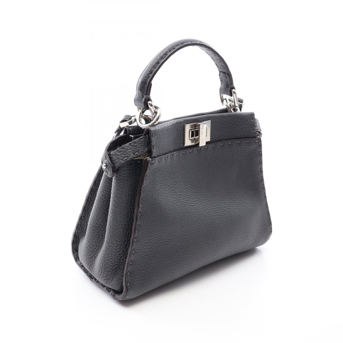 FENDI Mini Peek Boo 2WAY Handbag Gray leather 8BN244 2118400243250