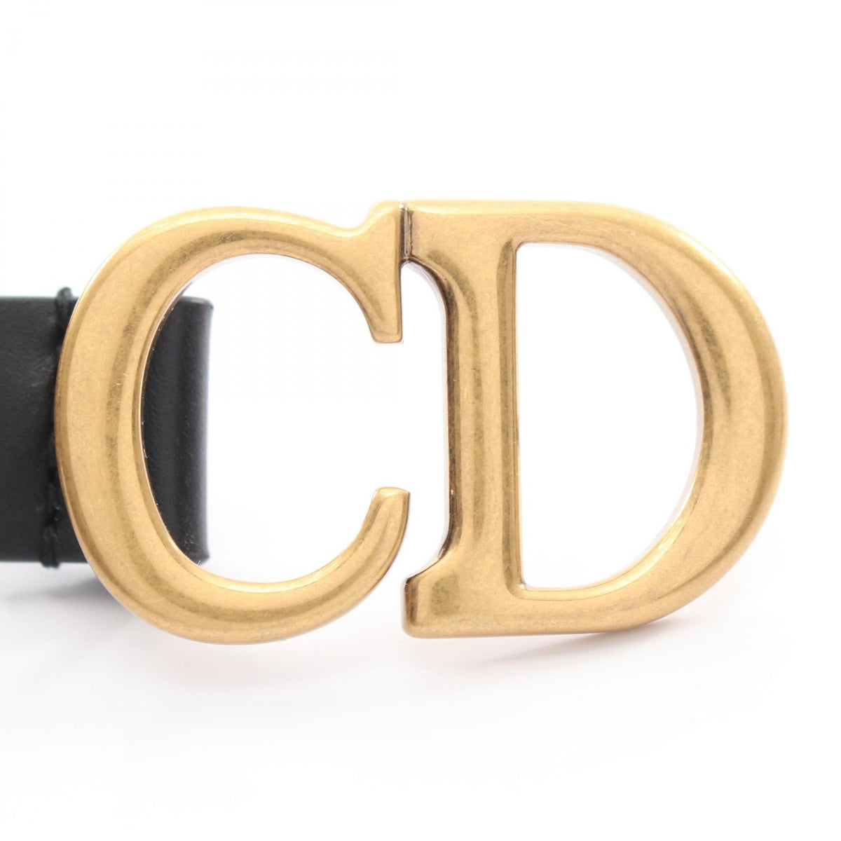 Dior CD logo buckle, gold hardware belt Black leather 2104102516716