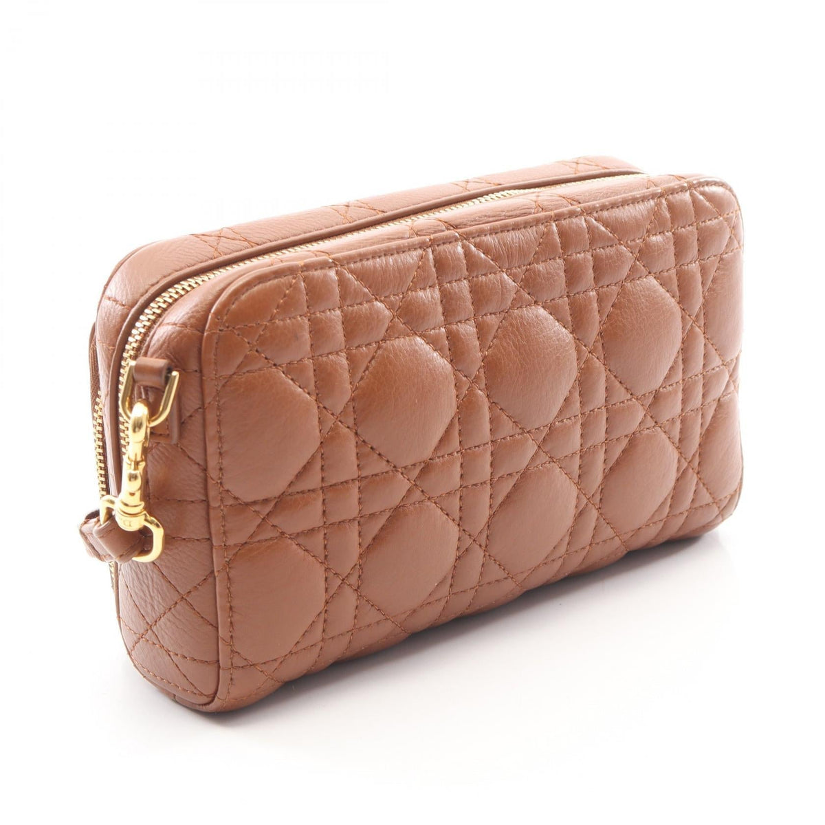 Christian Dior Caro Double Pouch Cannage Shoulder Bag Brown leather 2120100036568