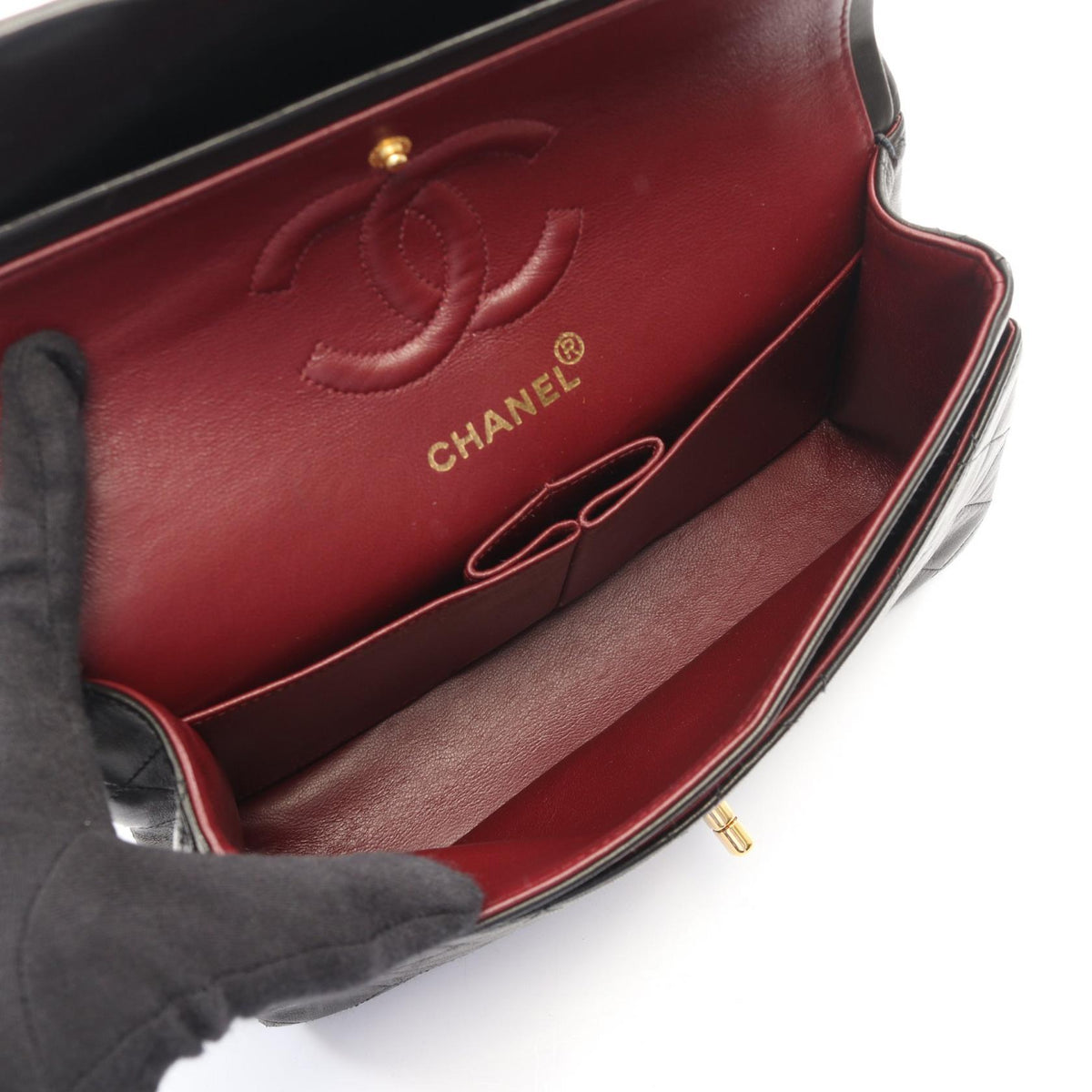 CHANEL Black Matelasse W flap Lambskin (sheep leather) 2107400258500