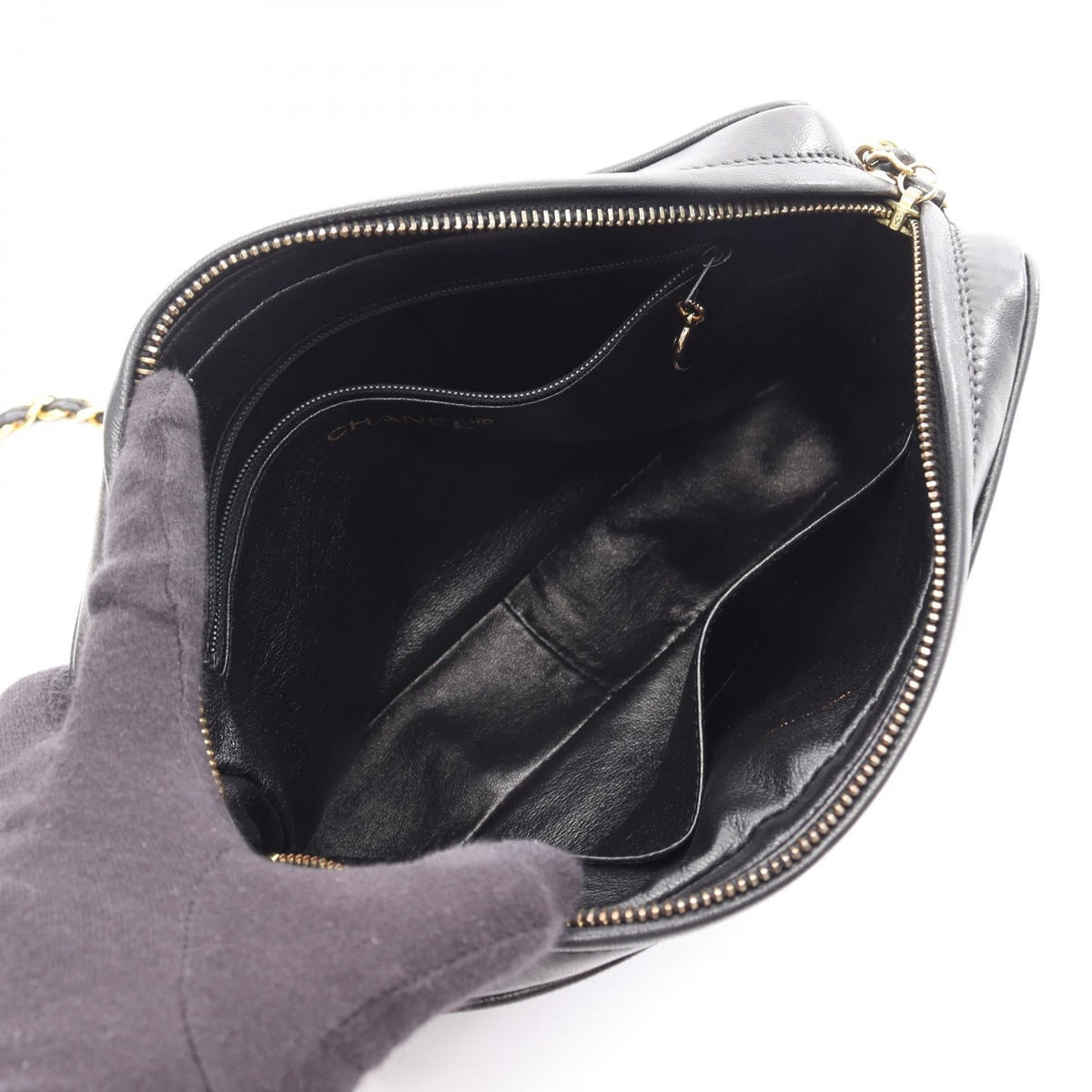 CHANEL Black Matelasse fringe Lambskin (sheep leather) 2101219988658