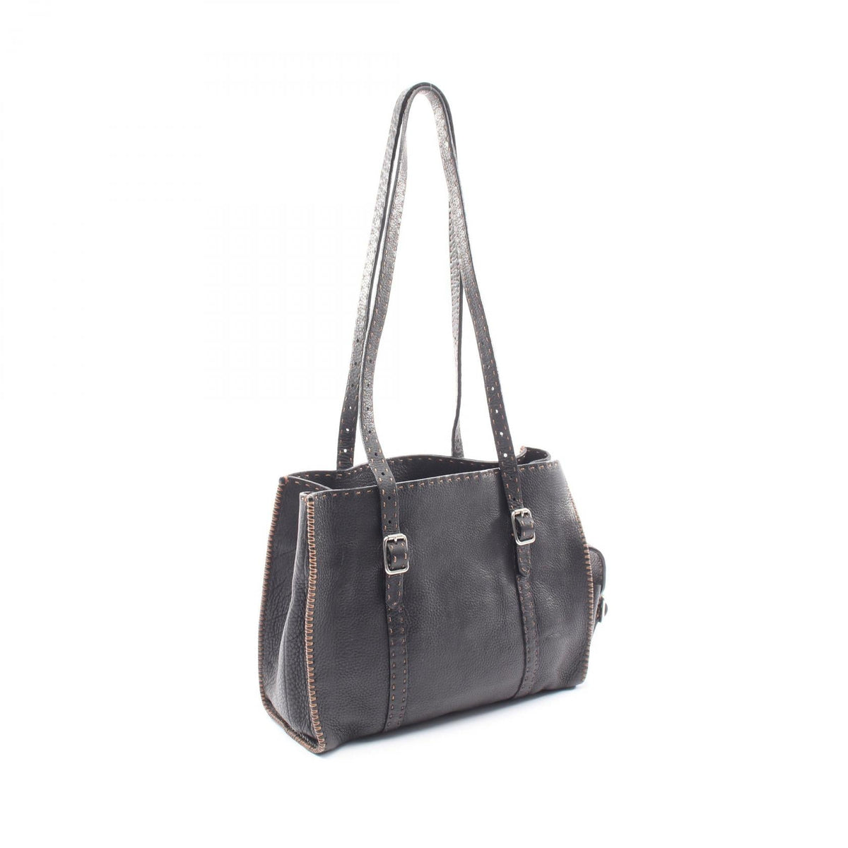 FENDI Selleria Shoulder Bag Black leather 2101219902661