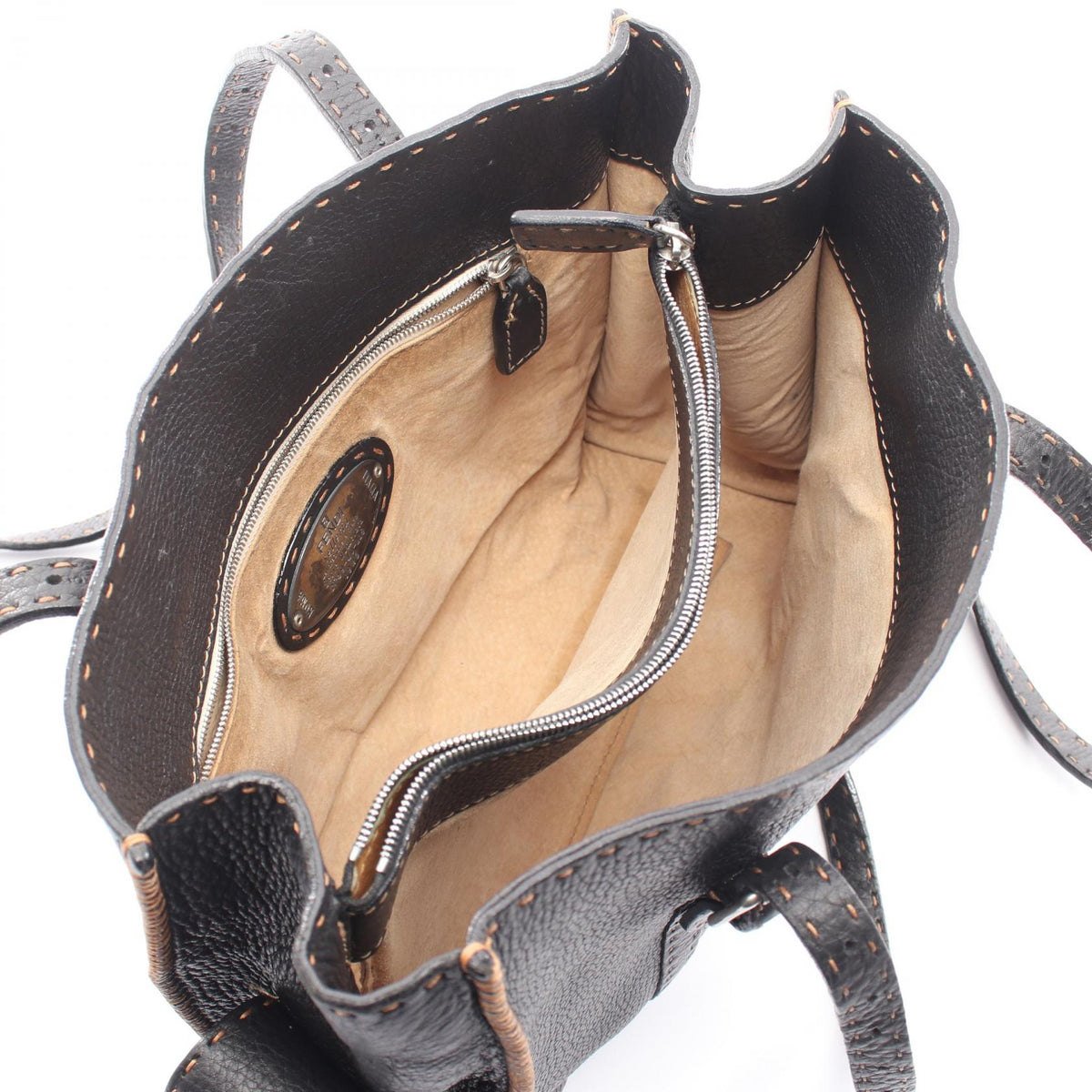 FENDI Selleria Shoulder Bag Black leather 2101219902661
