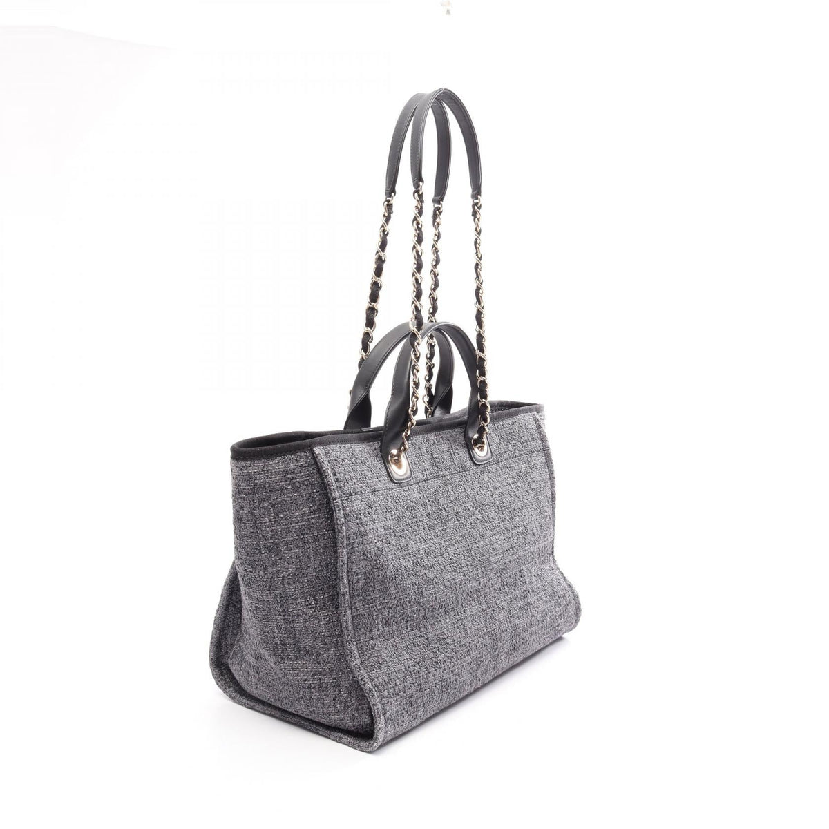CHANEL Gray/Black Deauville 2WAY canvas�leather A66941 2106800638578