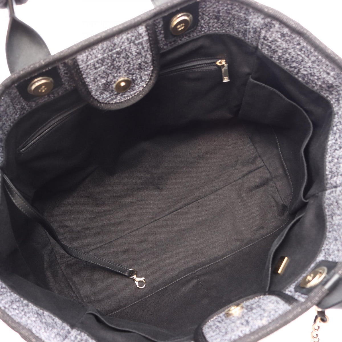 CHANEL Gray/Black Deauville 2WAY canvas�leather A66941 2106800638578