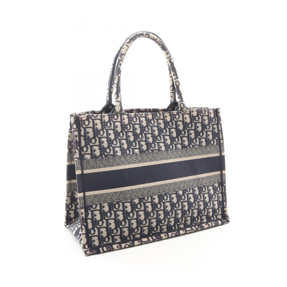 Christian Dior BOOK TOTE Medium Oblique Tote Bag Navy/Beige canvas 2101219818016