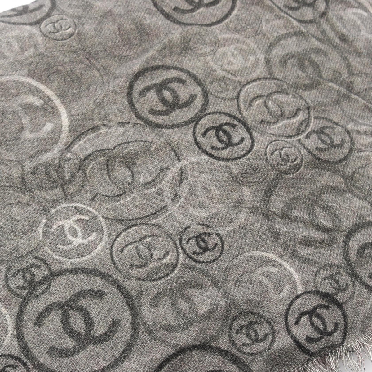 CHANEL Gray/Black COCO Mark Poncho Other�cashmere 2104102509282