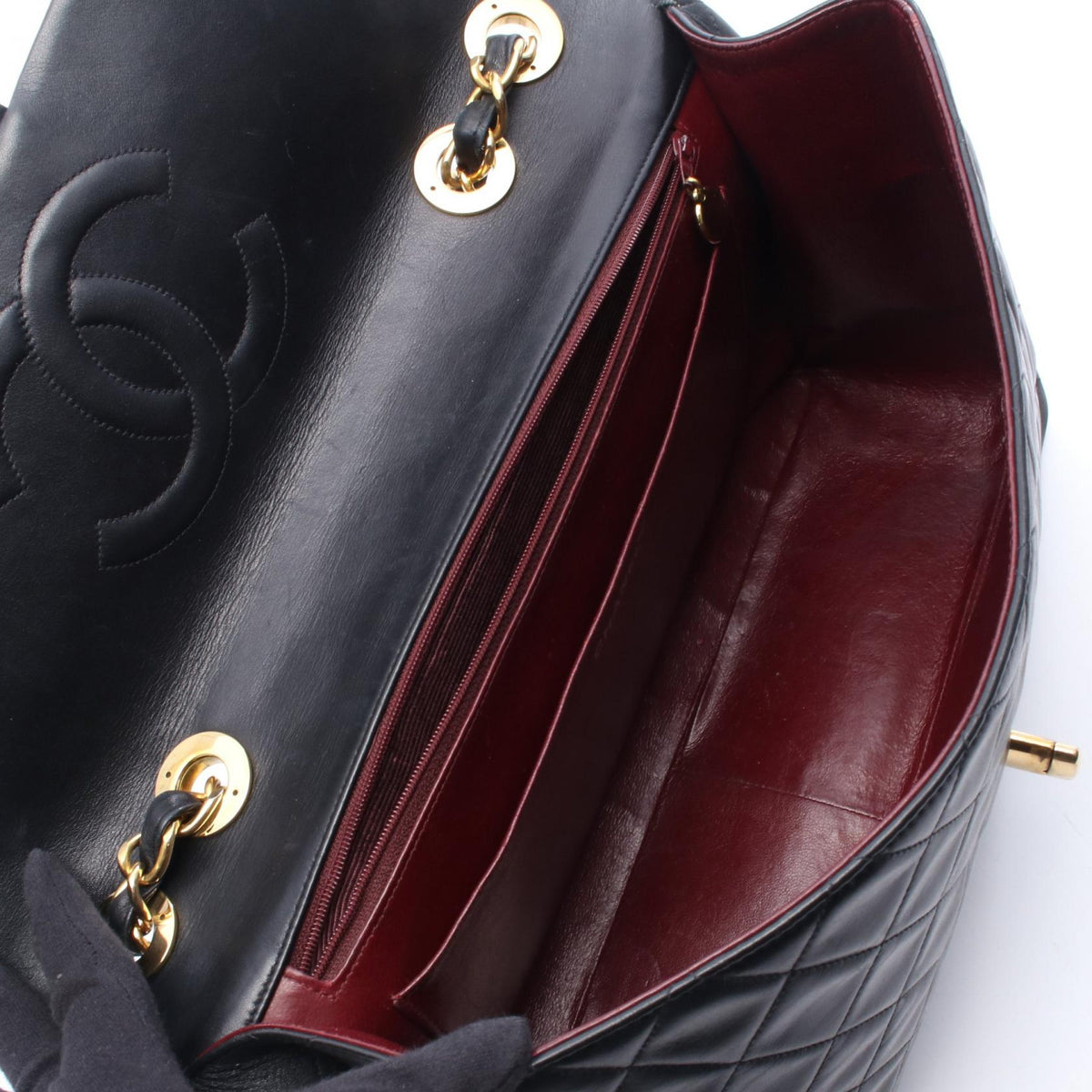 CHANEL Black Deca Matelasse 34 Single Flap Lambskin (sheep leather) 2101219737096