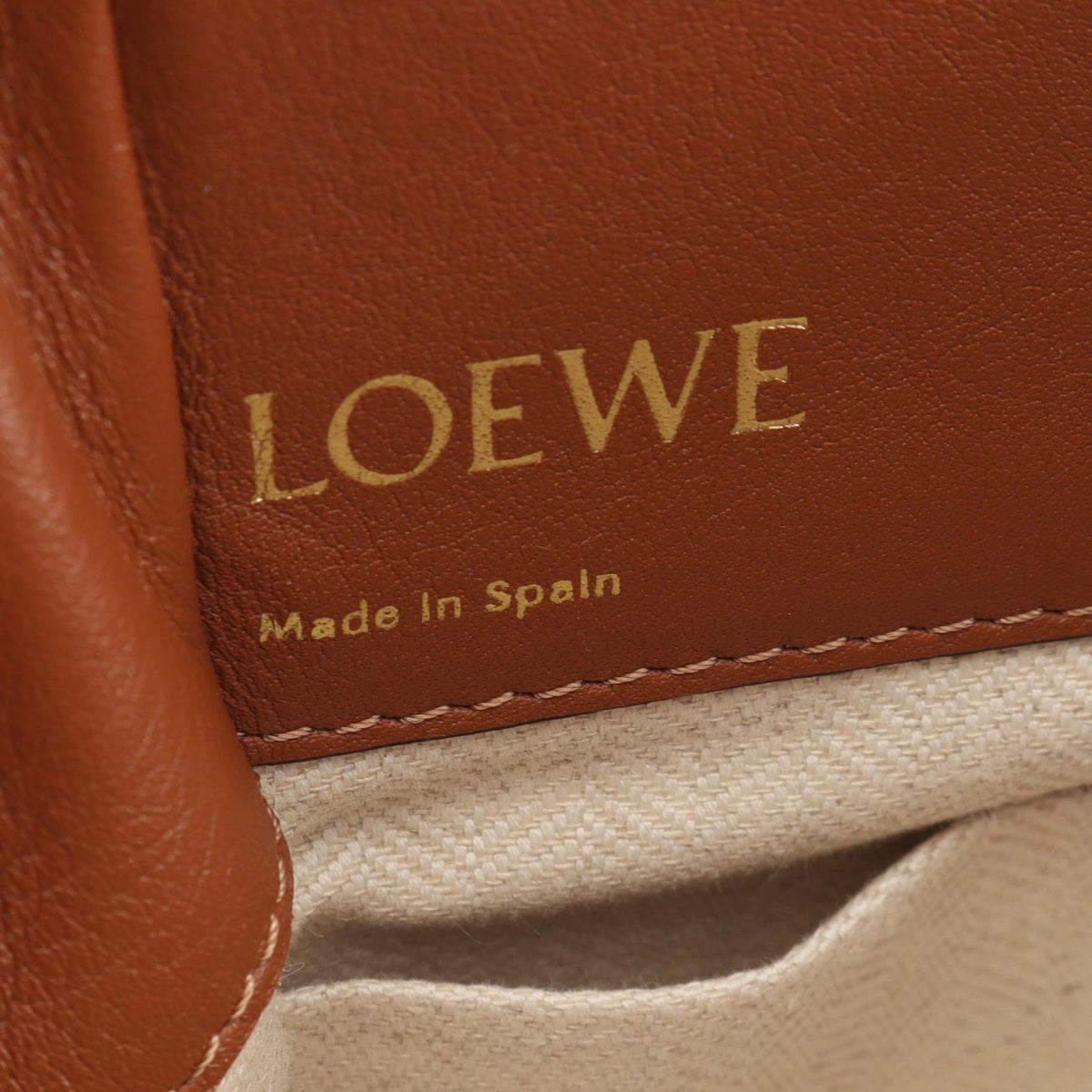 LOEWE Hammock Drawstring Mini Anagram Jacquard 2WAY Handbag Beige/Brown canvas leather 2101220137694