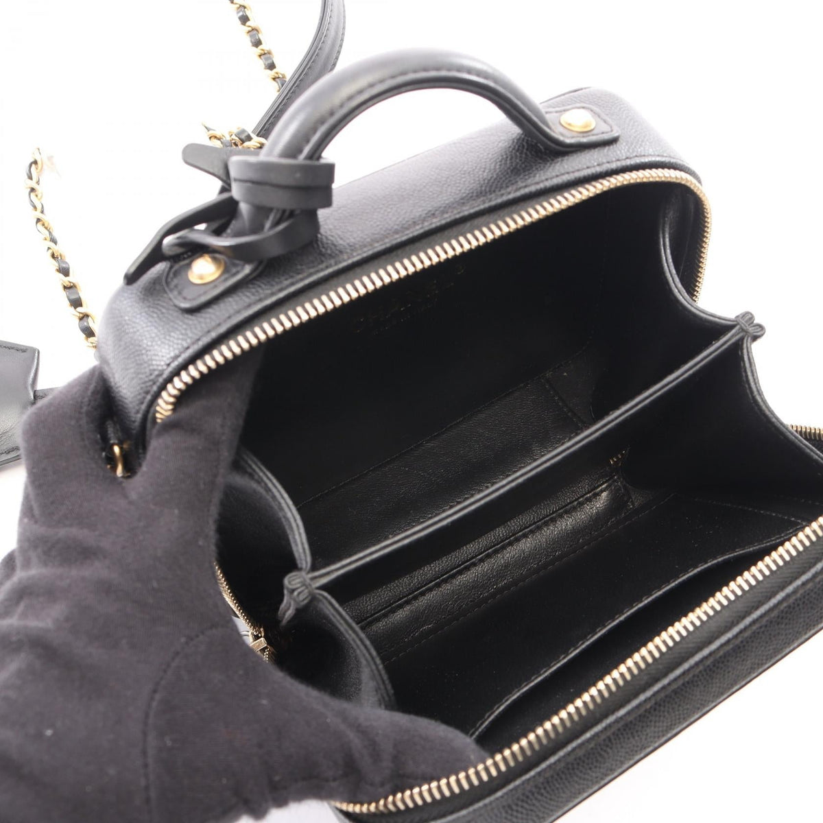 CHANEL Black CC Figley Small Vanity Bag 2WAY Grained Calfskin leather leather 2101220137854