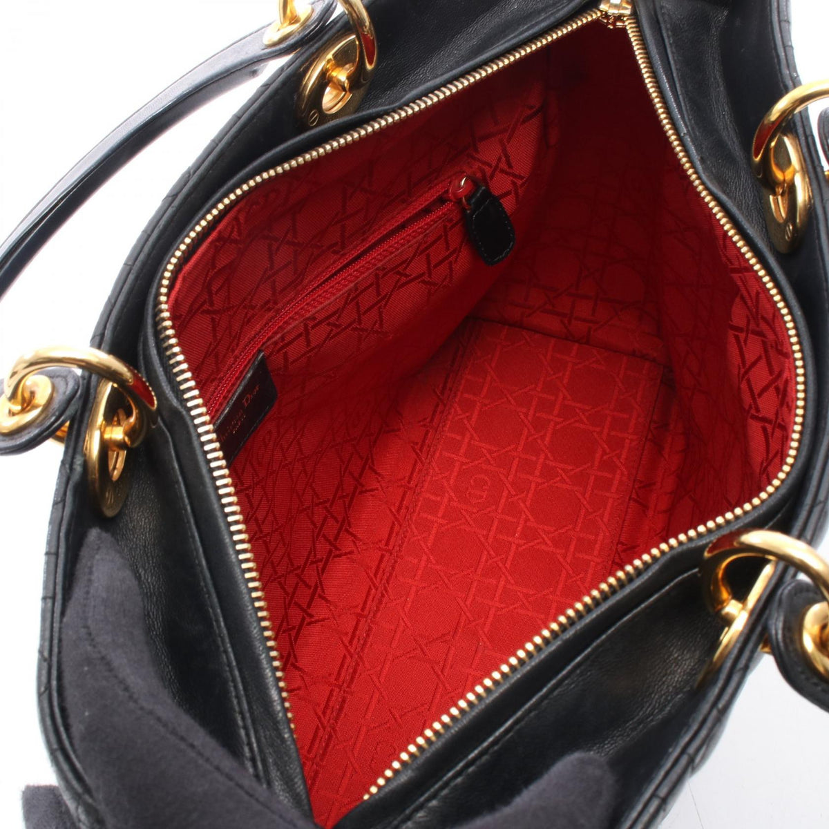 Dior Lady Christian Dior Large 2-Way Handbag Black leather 2101220138127