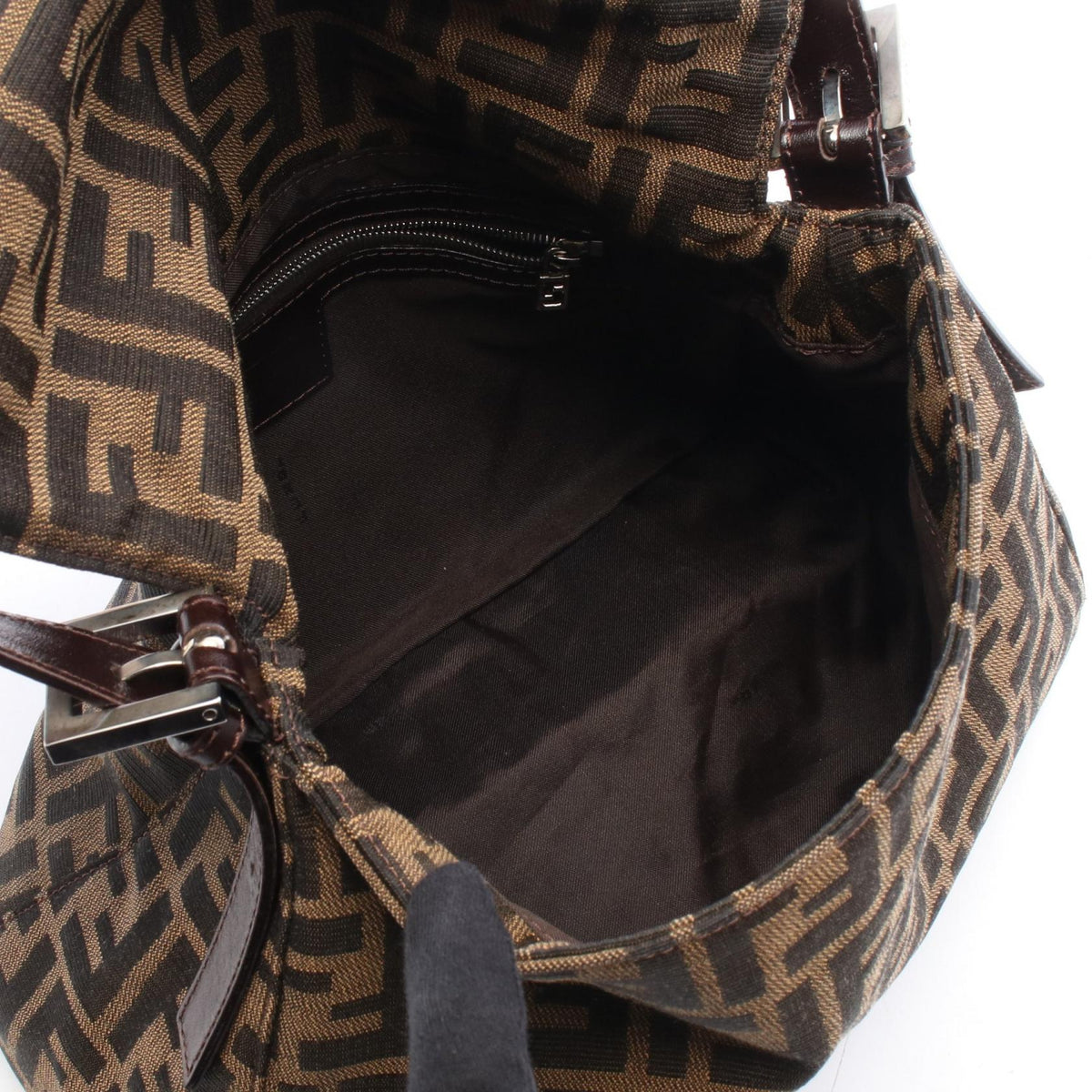 FENDI Zucca mamma bucket Handbag Brown/Black canvas�leather 2101220140472