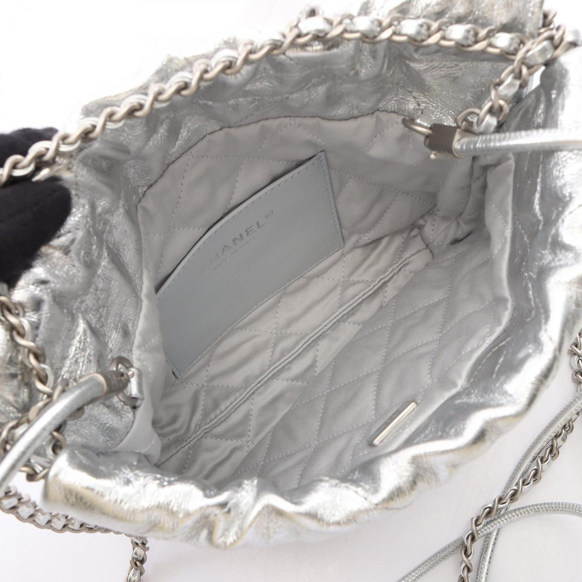 CHANEL Silver CHANEL 22 Mini 2WAY leather 2104102536738