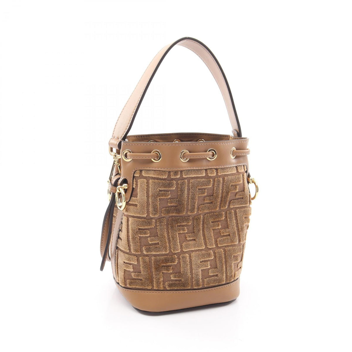 FENDI Mini Montrezor 2WAY Handbag Gray leather Fabric 8BS093AT14F19P8 2101220143244