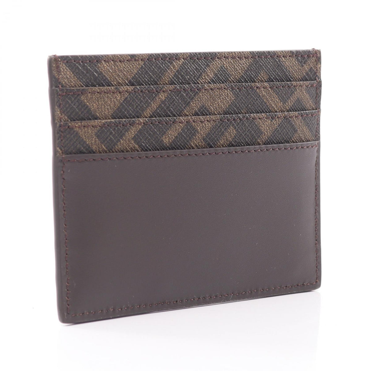 FENDI FF Square Card Case Brown/Black leather PVC 7M0164AFF2F1Q1C 2101220143381