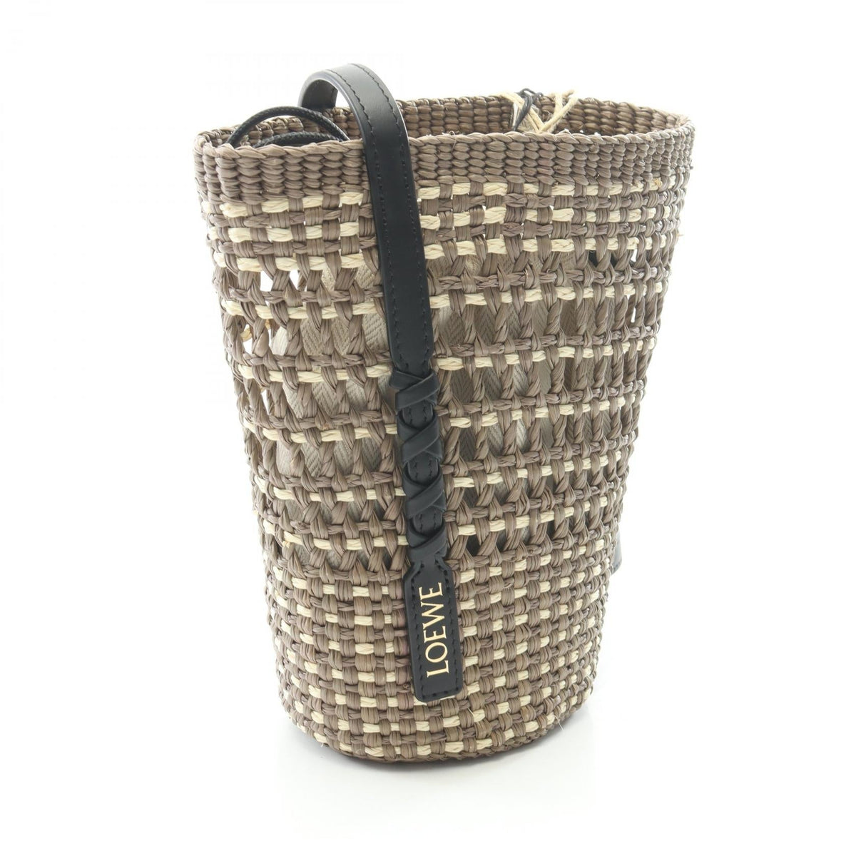 LOEWE Blade Pocket Shoulder Bag Khaki/Black leather Raffia C630IMBX020528 2101220158842