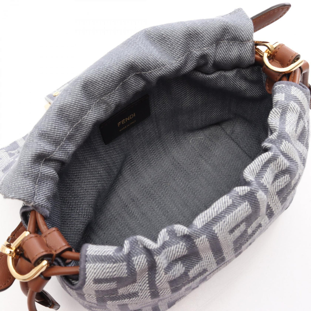 FENDI Mamma Bucket 2WAY Handbag Blue/Brown canvas leather 8BS105AV5WF1SXQ 2101220158774
