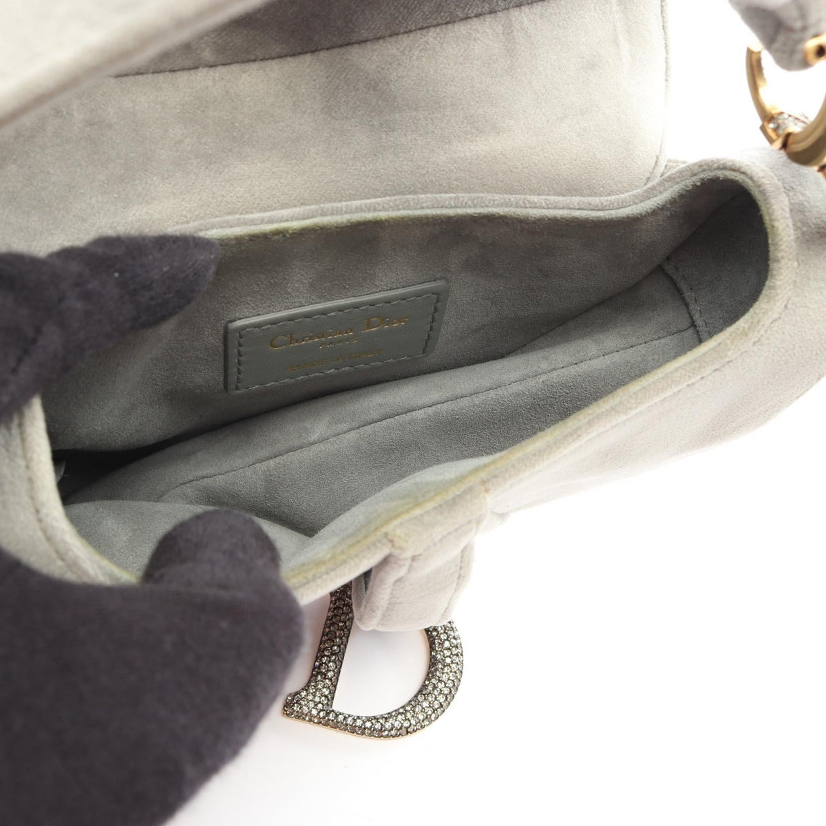 Dior Saddle bag Handbag Gray Fabric 2101220147716