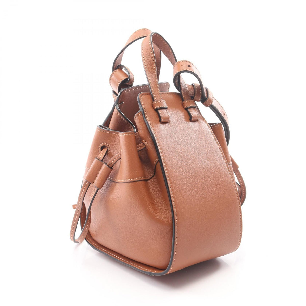 LOEWE Hammock Drawstring Bag Mini 2WAY Handbag Brown leather 2101220147969