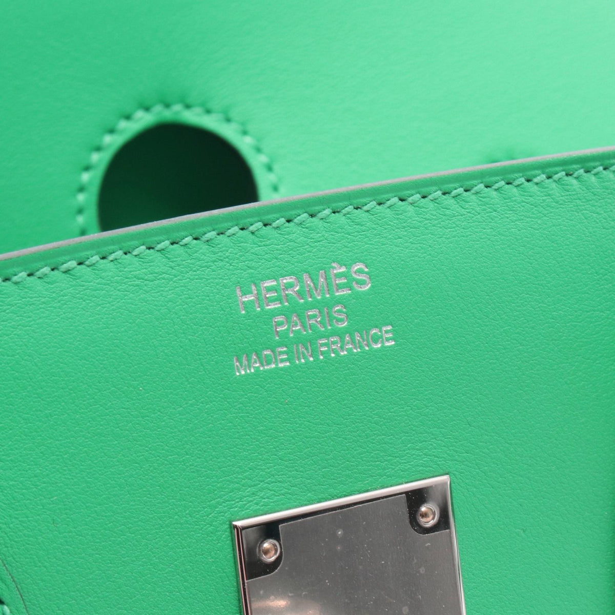 HERMES Birkin 35 Frey Frey HandbagMenthe Menthe Green/Beige Vaux Swift leather canvas leather Twill Ash / Veau Swift leather 2104102537391