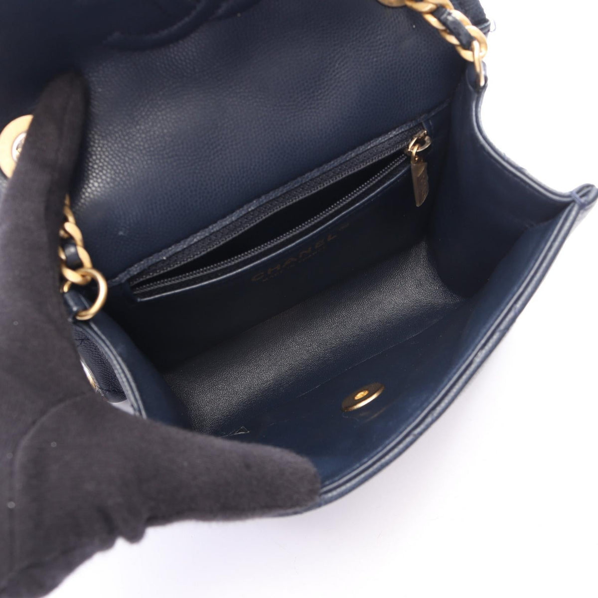 CHANEL Navy Matelasse Grained Calfskin leather 2104102537469