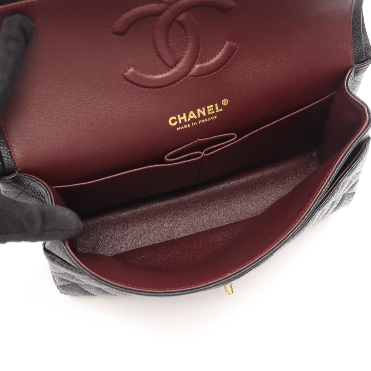 CHANEL Black Matelasse W flap Grained Calfskin leather A01113 2104102536004