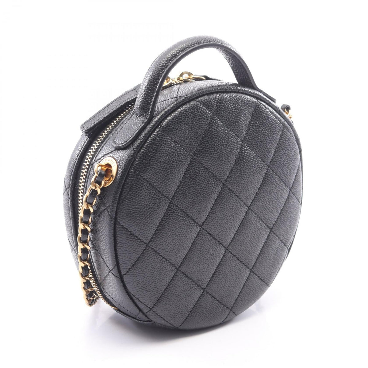 CHANEL Black Matelasse Round 2WAY Grained Calfskin leather AS3875 2107601177976