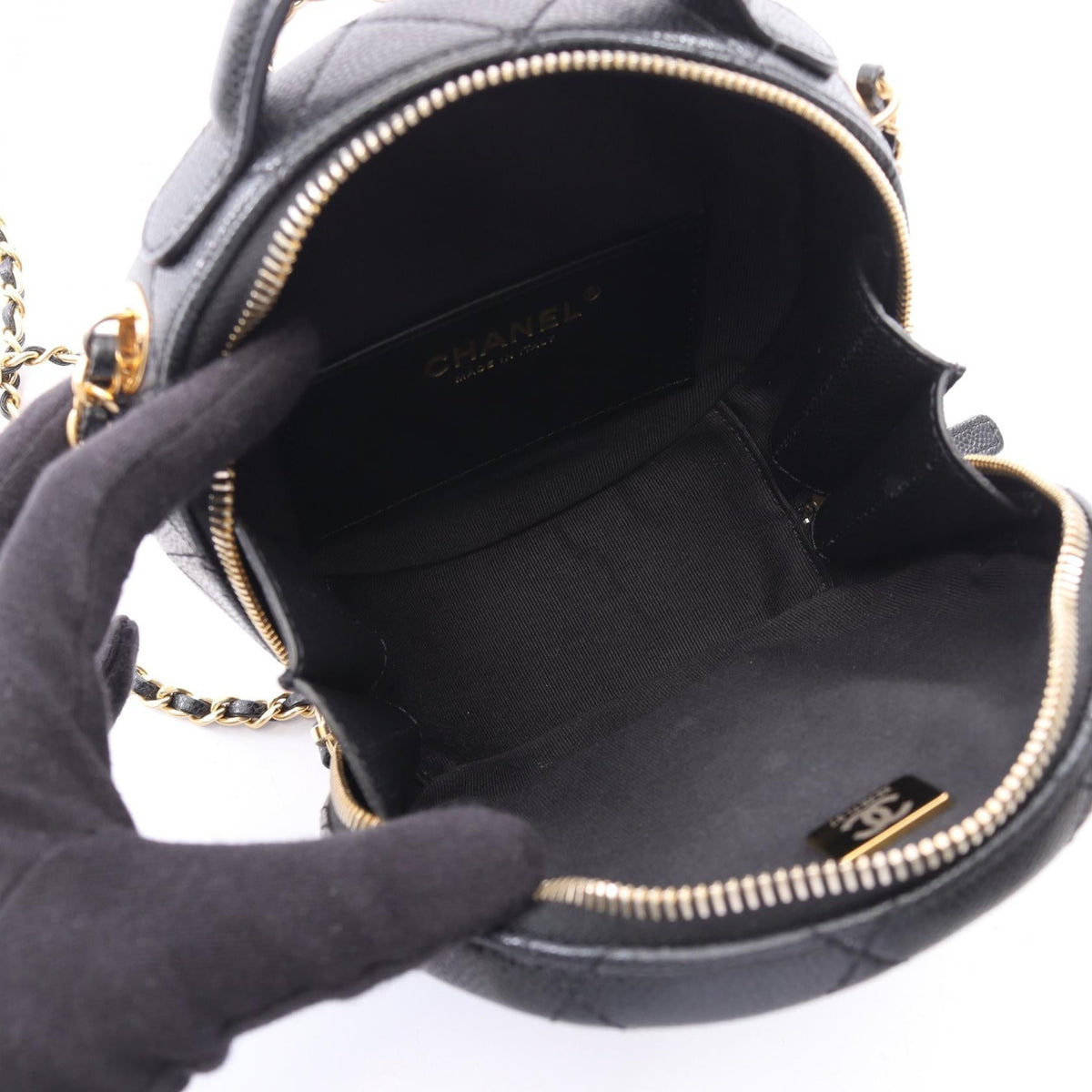CHANEL Black Matelasse Round 2WAY Grained Calfskin leather AS3875 2107601177976