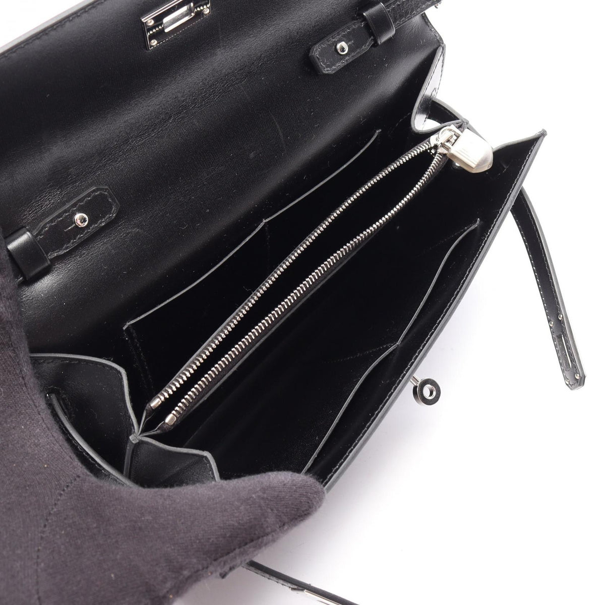 HERMES Kelly Long To Go (External Stitching) Shoulder Bag Black Box calf leather Calfskin (cowhide) 2104102534659