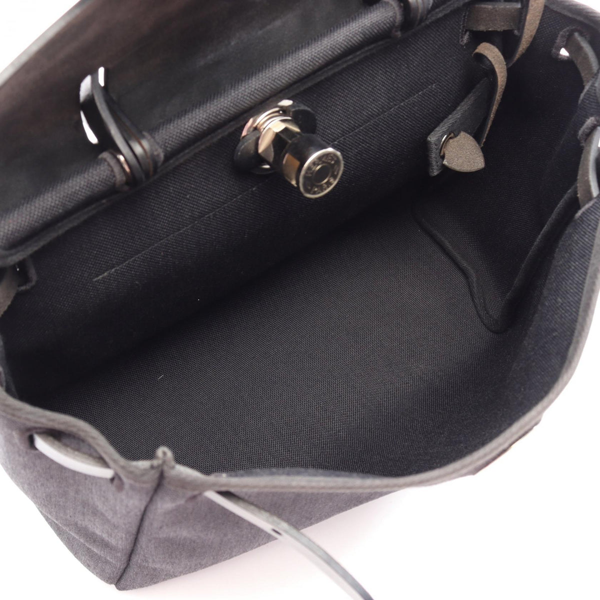 HERMES Herbag Zip PM Letourne 2WAY Handbag Black Towar Military canvas leather Toile Military / Vache leather hunter 2101220127527
