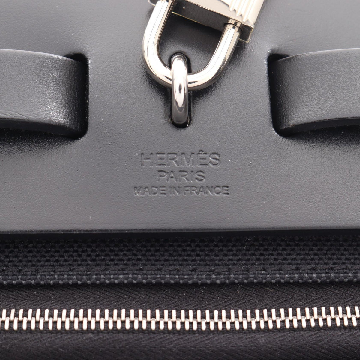 HERMES Herbag Zip PM Letourne 2WAY Handbag Black Towar Military canvas leather Toile Military / Vache leather hunter 2101220127527