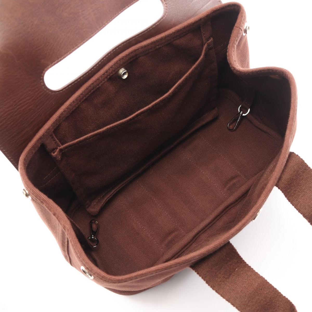 HERMES Valparaiso PM HandbagMarron Marron Brown Toile Chevrons canvas leather Toile Chevrons / Vaux Swift leather 2101220127541