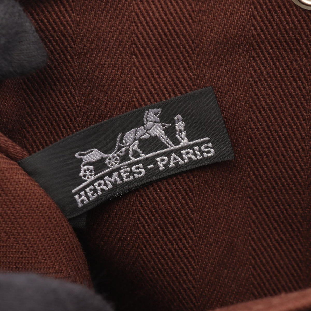 HERMES Valparaiso PM HandbagMarron Marron Brown Toile Chevrons canvas leather Toile Chevrons / Vaux Swift leather 2101220127541