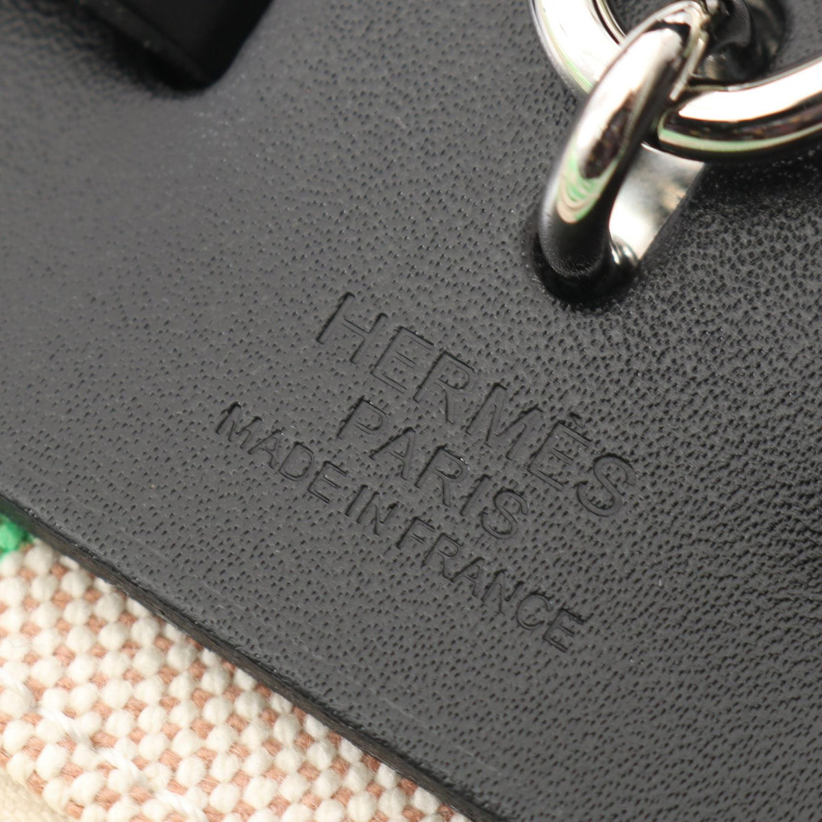 HERMES Herbag Zip PM Maillon HandbagEcru Ecru Beige/Black/Green Toile H canvas leather Toile H / Vache leather Hunter 2101220124656