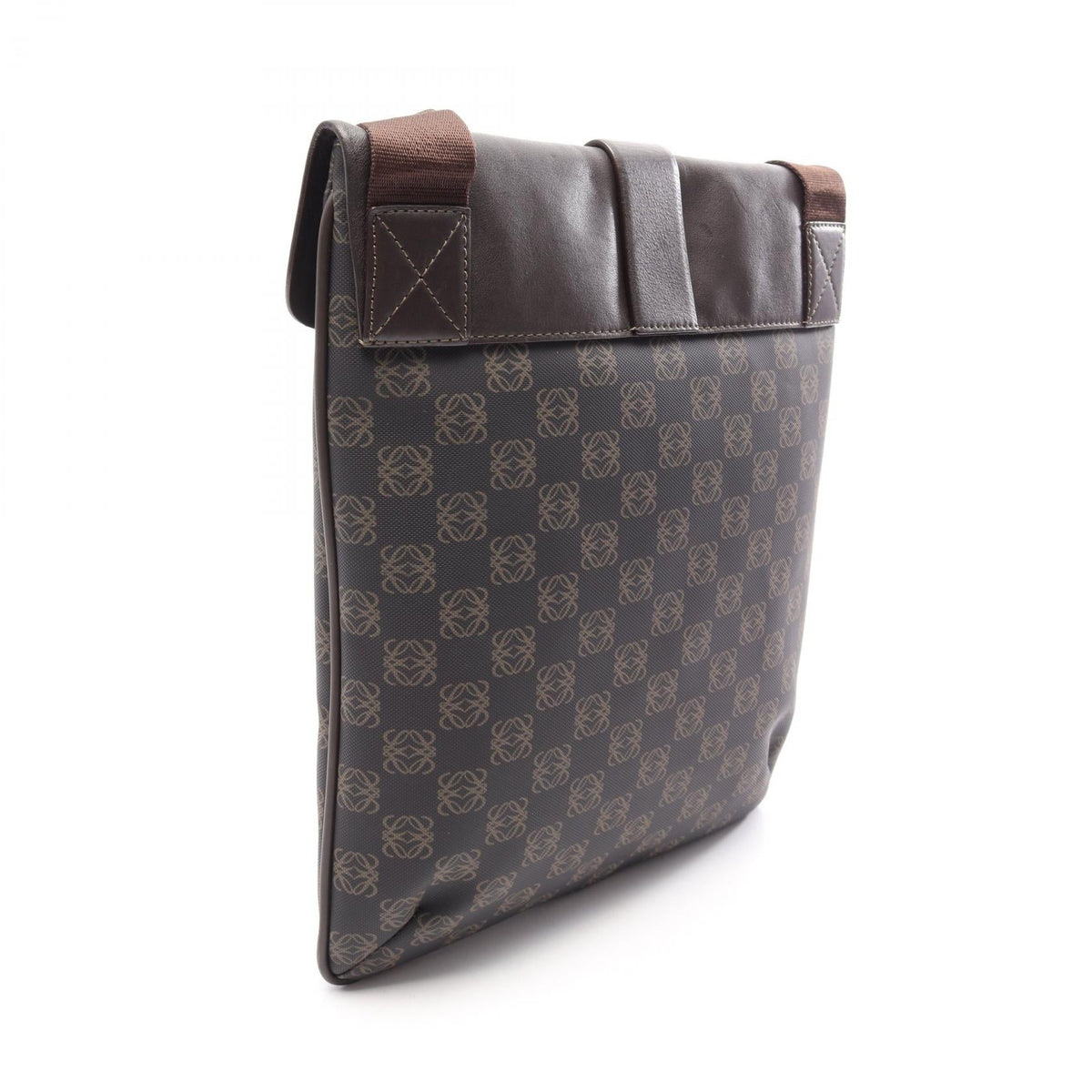 LOEWE anagram Shoulder Bag Black/Brown PVC coated canvas leather 2101220116798