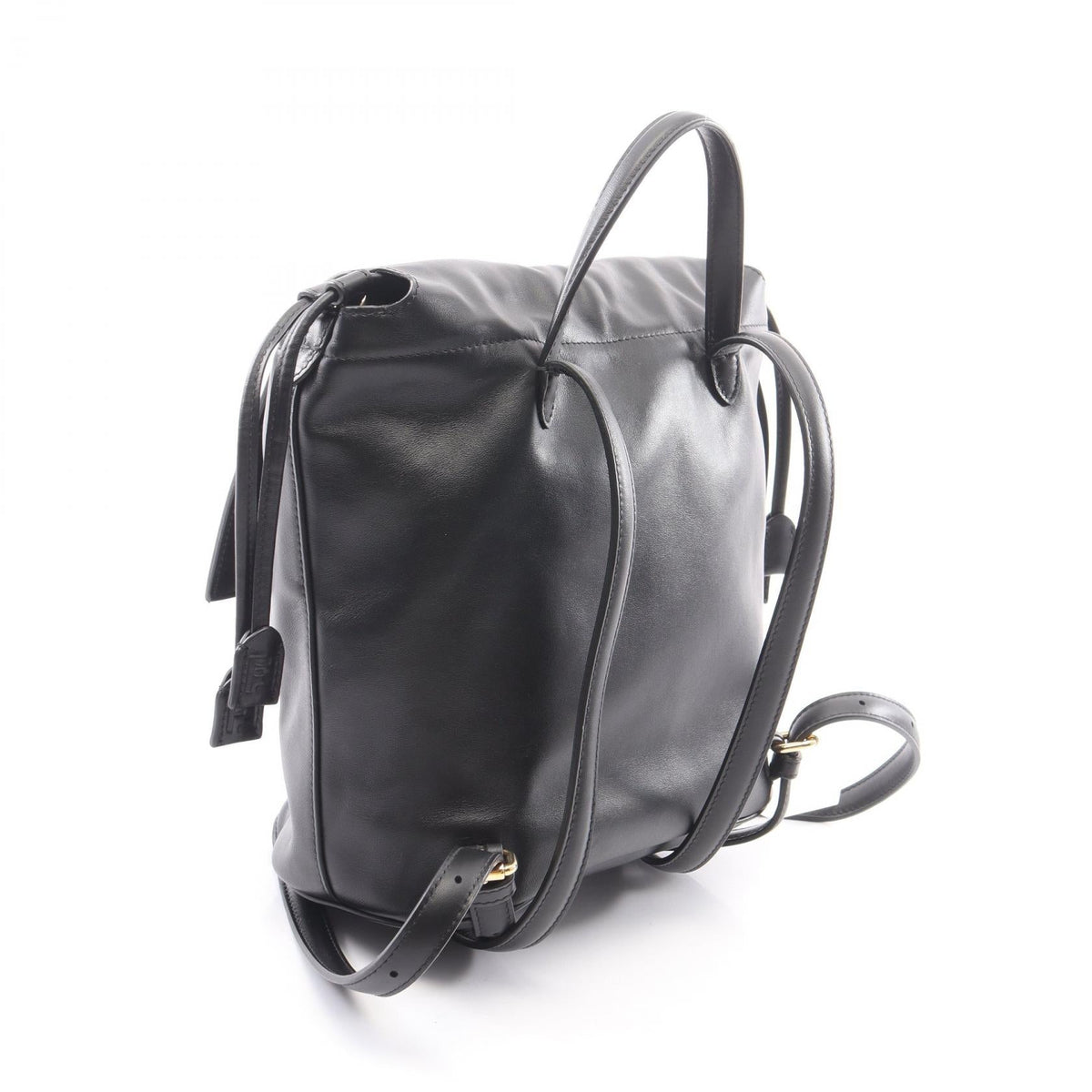 FENDI FF logo Rucksack Backpack Black leather 8BZ057 2101220048662