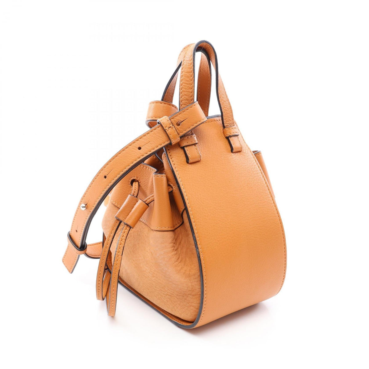LOEWE Hammock Drawstring Bag Mini 2WAY Handbag Brown leather 2101220055066