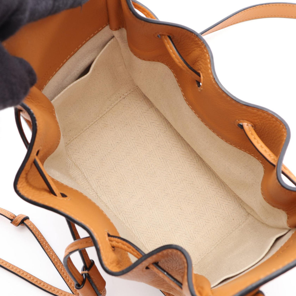 LOEWE Hammock Drawstring Bag Mini 2WAY Handbag Brown leather 2101220055066