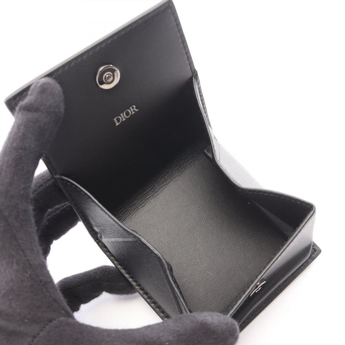 Dior CD logo coin purse Black leather 2101220098353