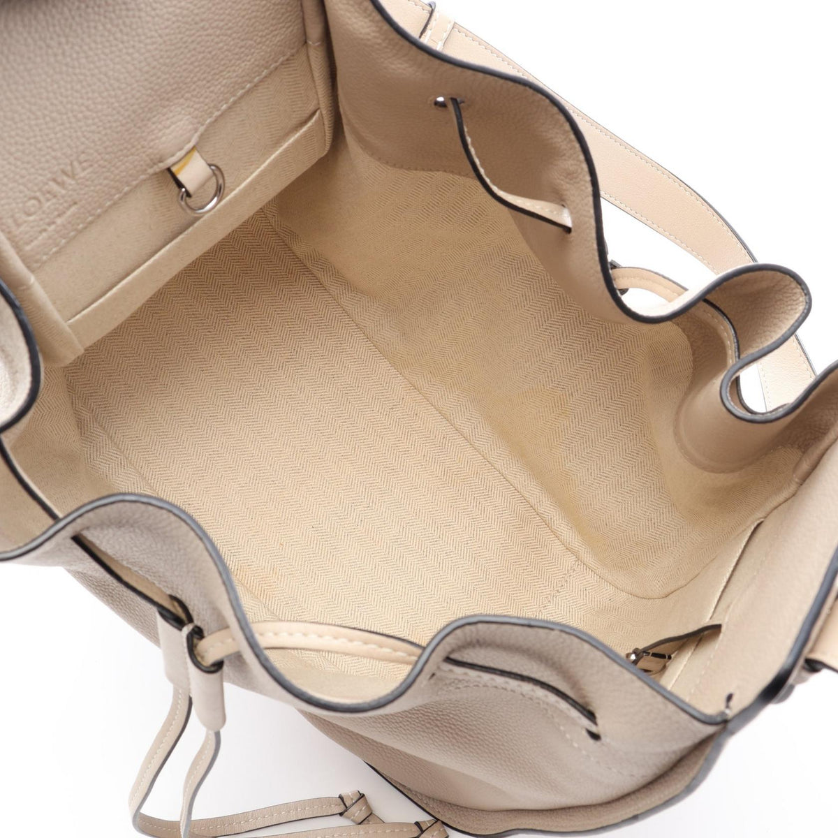 LOEWE Hammock Bag, Drawstring, Medium, 2-Way Handbag Beige leather 2101220028466