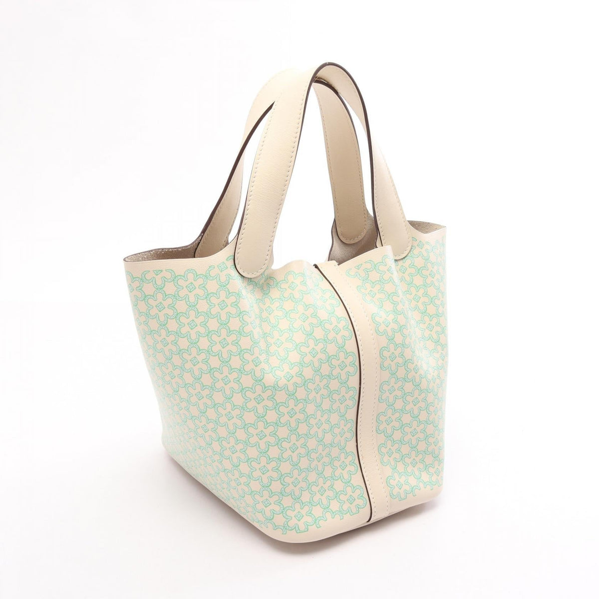 HERMES Picotin Rock PM Lucky Daisy HandbagNata Nata Beige/Green/Blue/ Vert Vaux Swift leather leather Vaux Swift leather 2101220004149