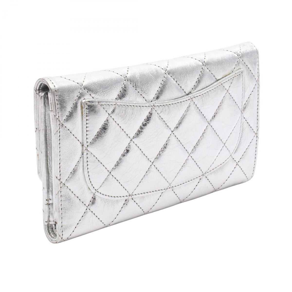 CHANEL Silver 2.55 Matelasse Metallic leather 2120300054645