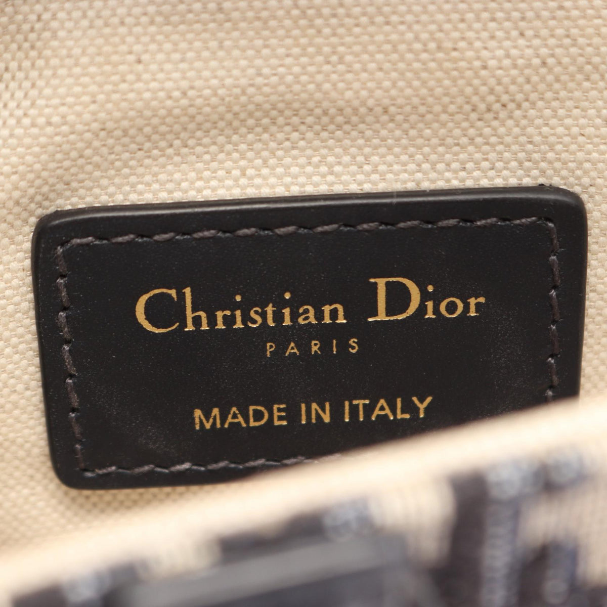 Dior Saddlebag Mini Oblique Jacquard 2WAY Handbag Beige/Navy canvas�leather 2101219988368