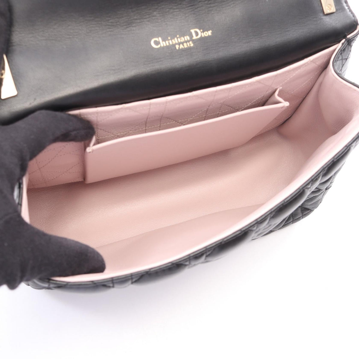 Dior Miss Christian Dior Cannage Shoulder Bag Black leather 2101219981826