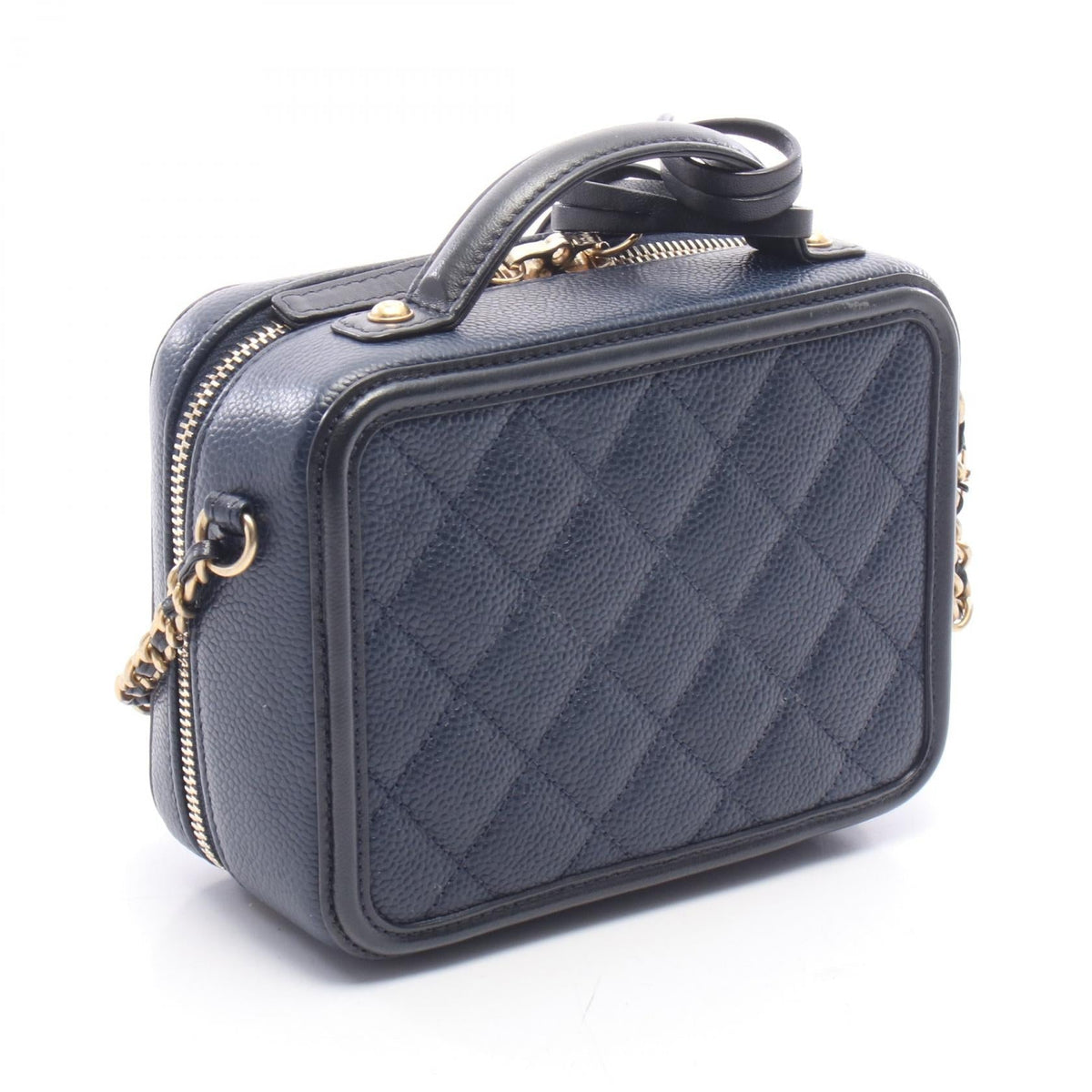 CHANEL Navy CC Figley Small Vanity Bag 2WAY Grained Calfskin leather�leather A93342 2120300056069