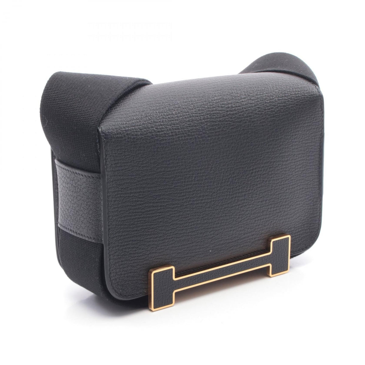 HERMES Geta Shoulder Bag Black Chevre leather 2104102485265