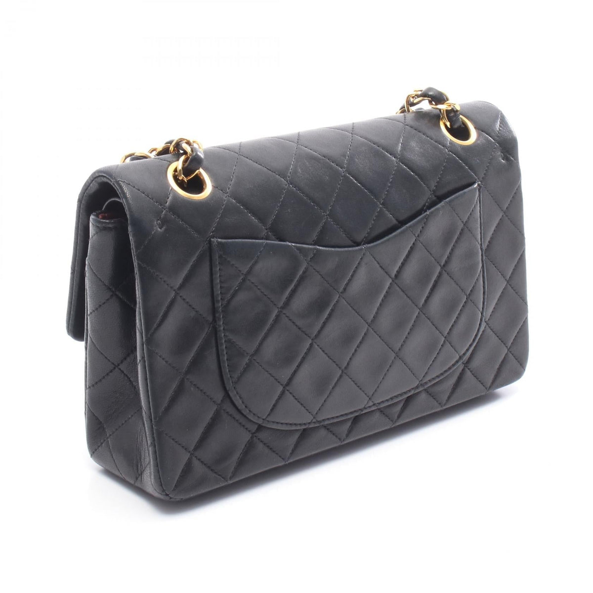 CHANEL Black Matelasse W flap Lambskin (sheep leather) 2101219478067