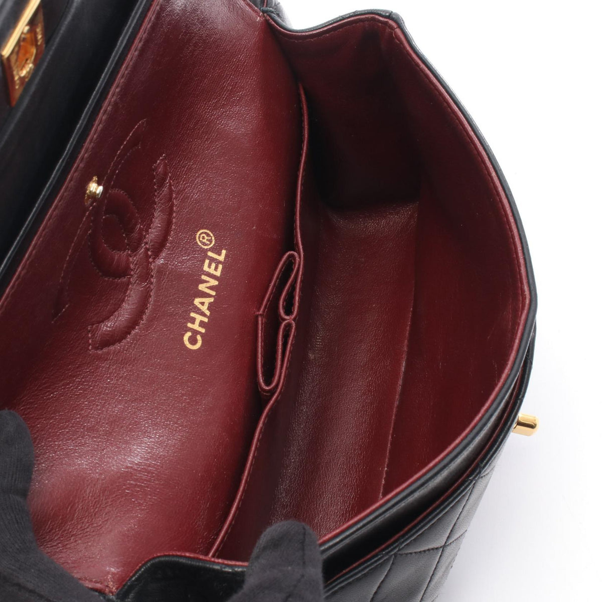 CHANEL Black Matelasse W flap Lambskin (sheep leather) 2101219478067