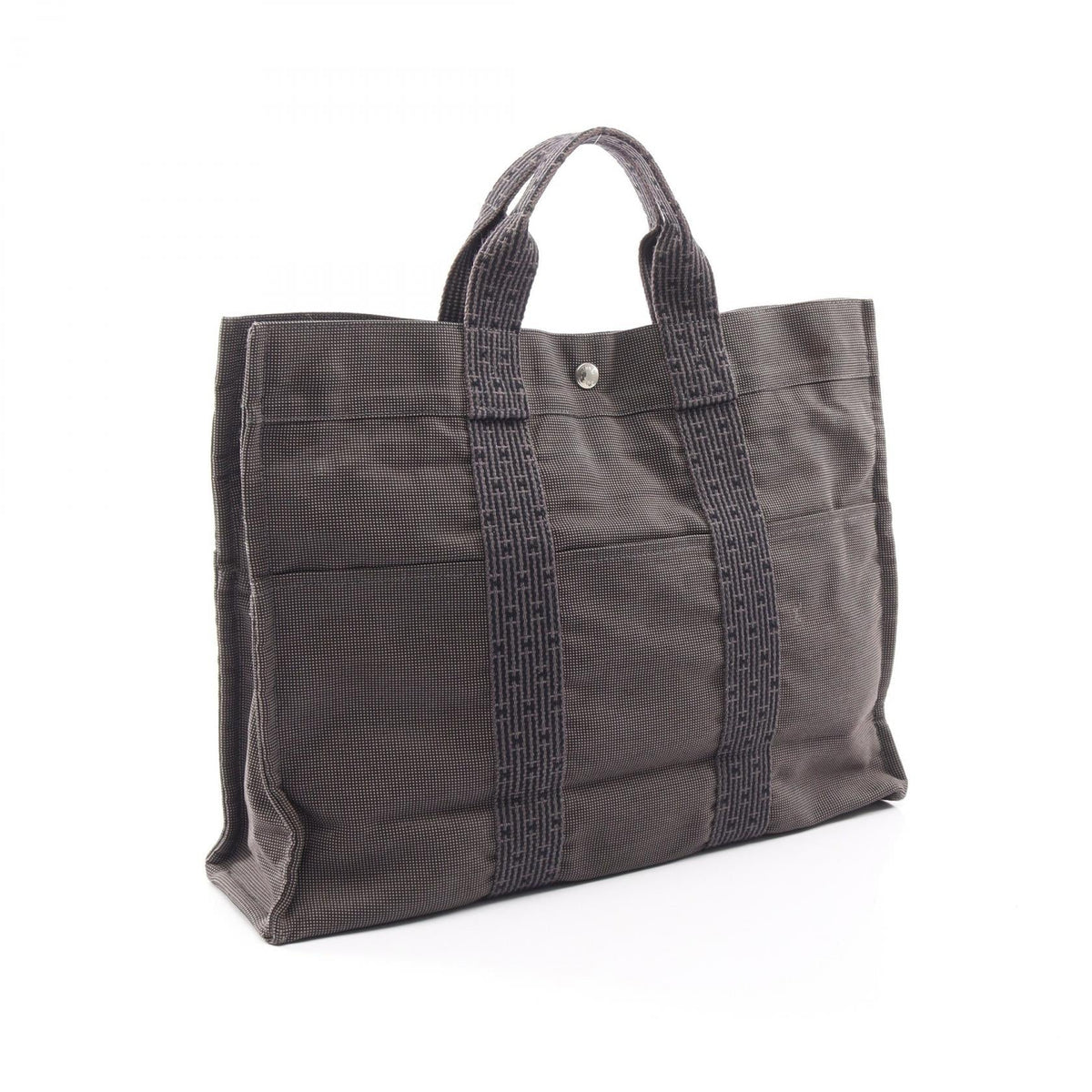 HERMES HerlineMM Tote Bag Gray canvas Nylon canvas 2101220031060