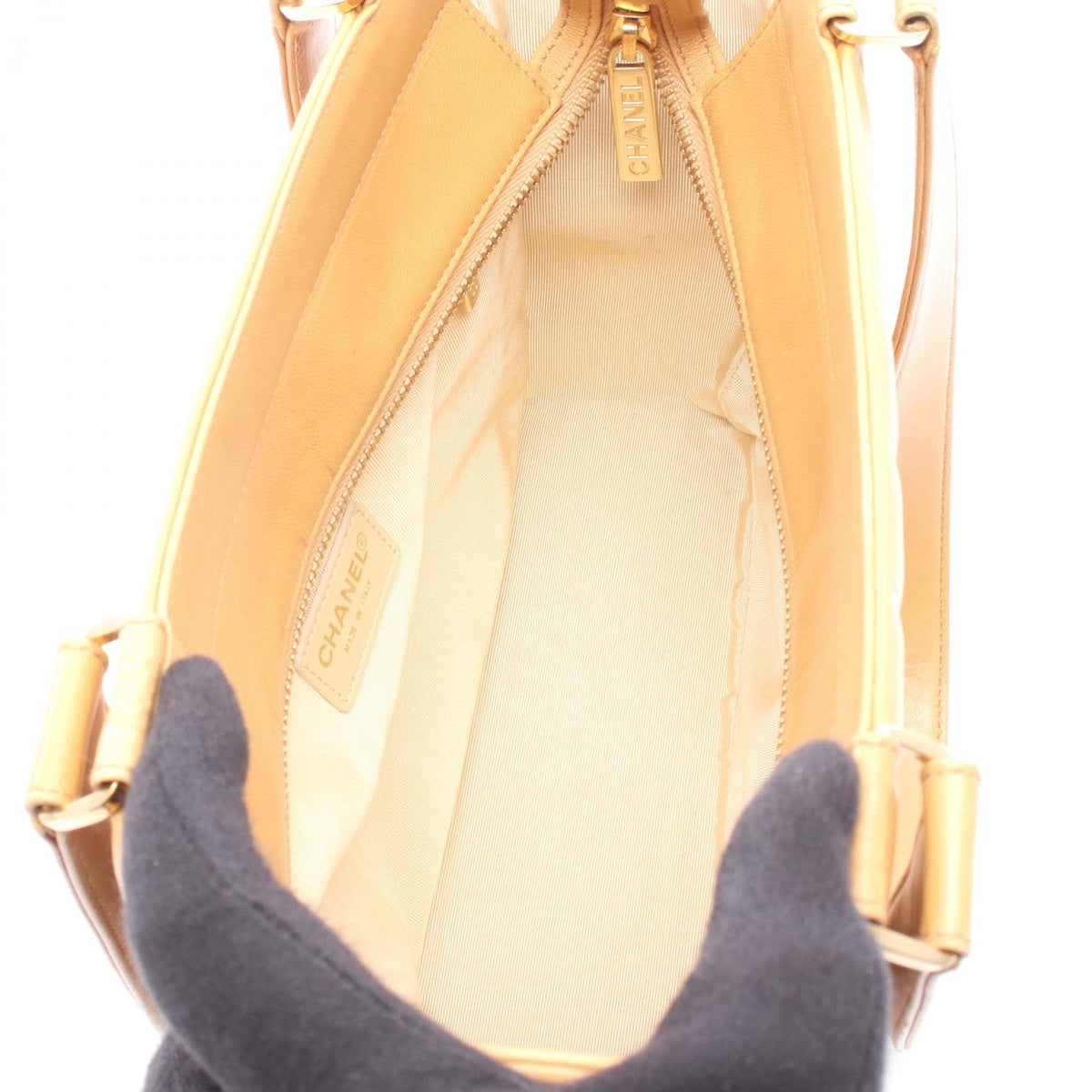 CHANEL Beige Chocolate bar Lambskin (sheep leather) 2101220042677